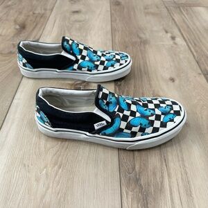 Vans Kids Slip-On Sneakers - Black and Teal Checkered